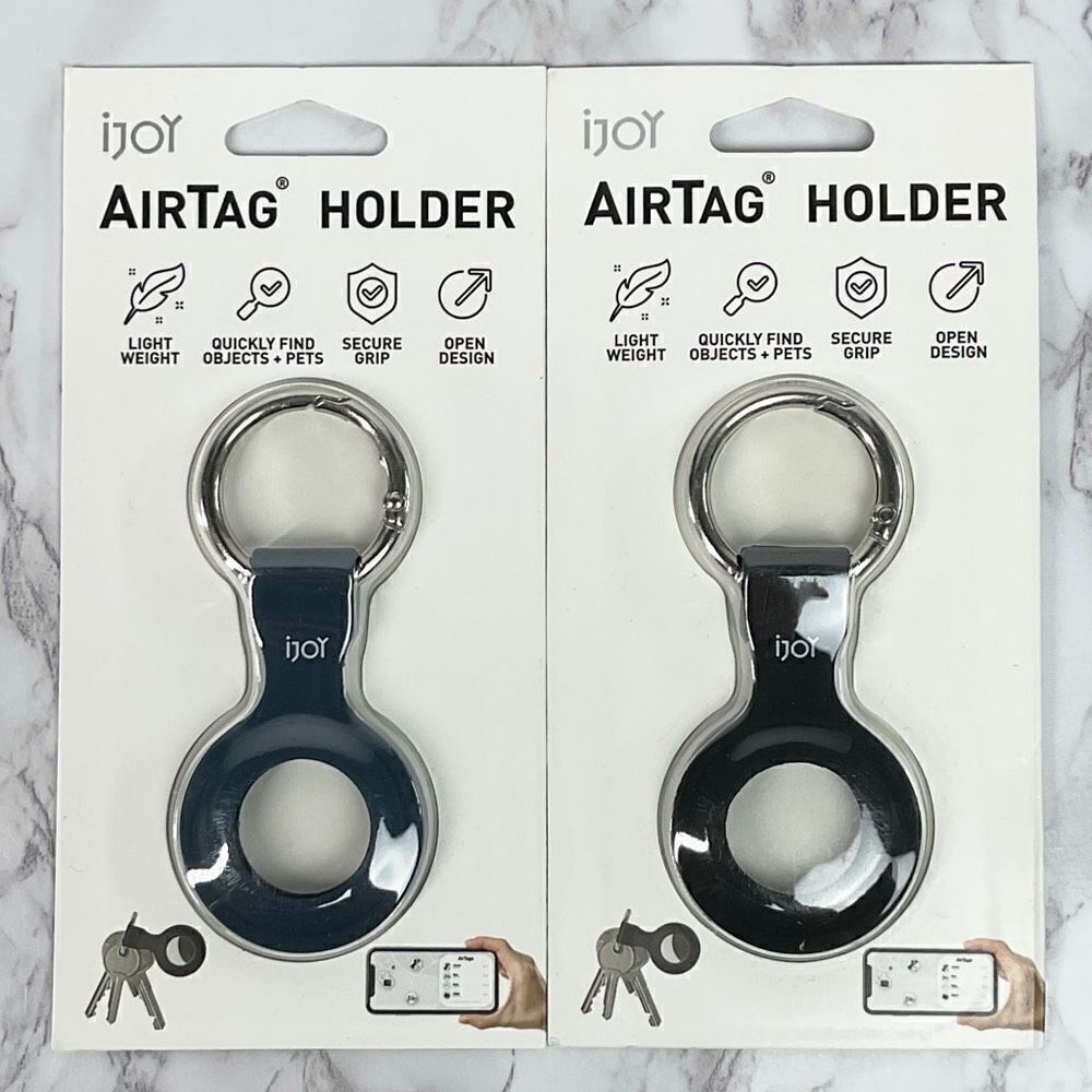 iJoy Lot of 2 AirTag Keychain Holder Blue Black New